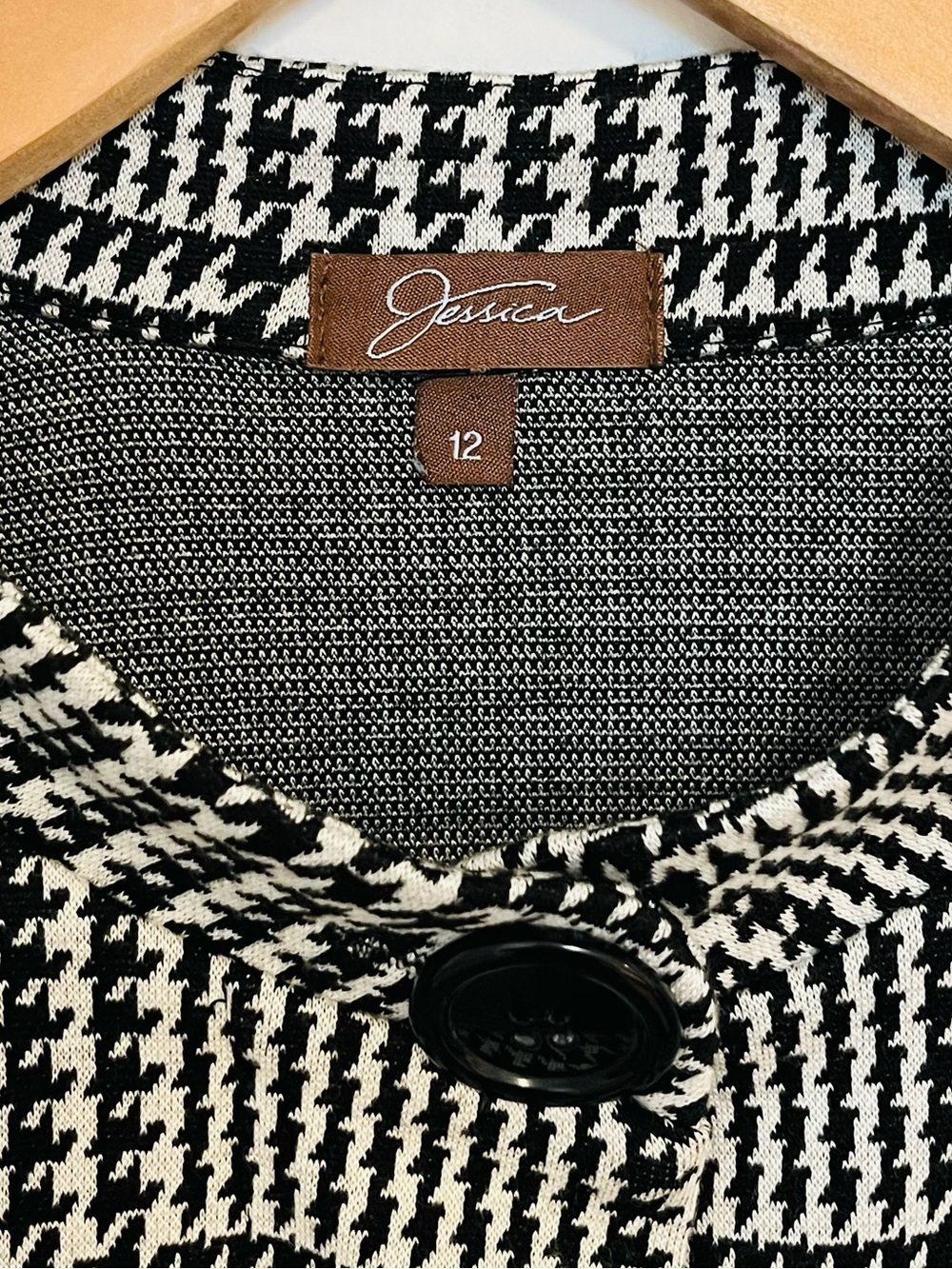 Y2K Vintage Jessica Houndstooth Plaid Cropped Jacket Size 12 Made in Canada - Picture 8 of 13